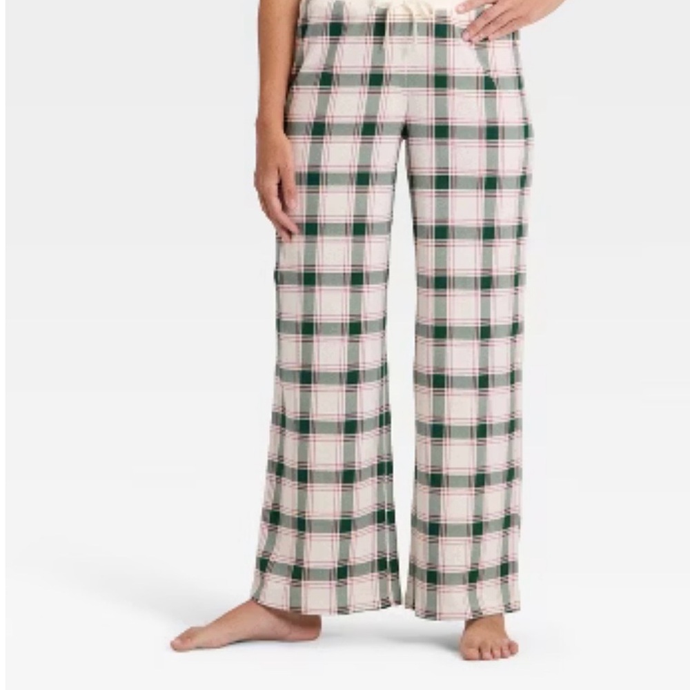 NWT Wondershop Women's Cream Plaid Lounging Wide-Leg Pajama Pants- XL